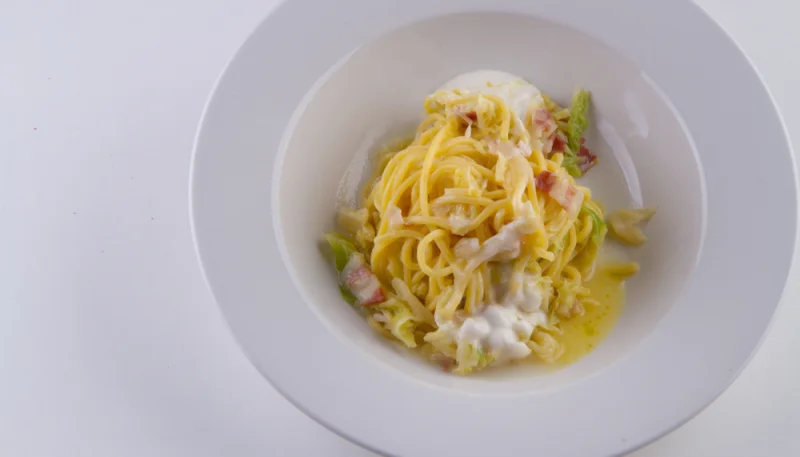 Spaghetti alla carbonara di verza