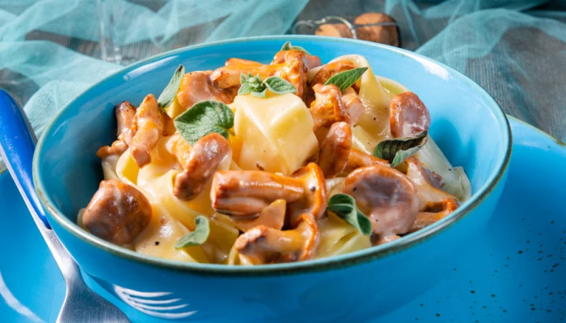 Pappardelle ai finferli e porri