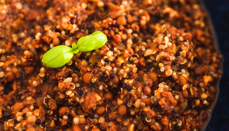 Lenticchie con quinoa rossa
