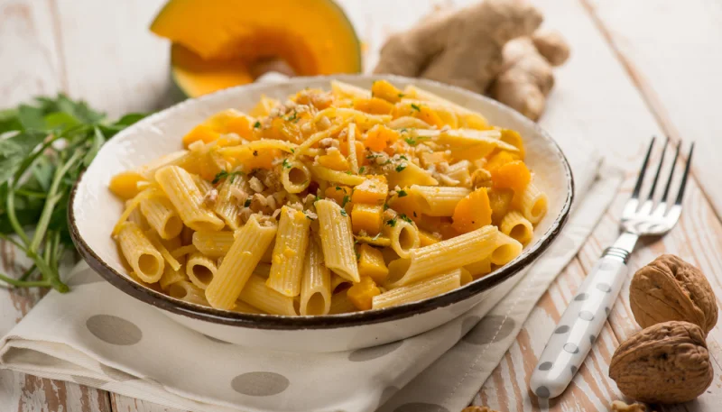 Pennette con zucca e limone