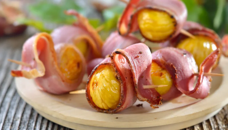 Bocconcini di castagne, speck e salvia