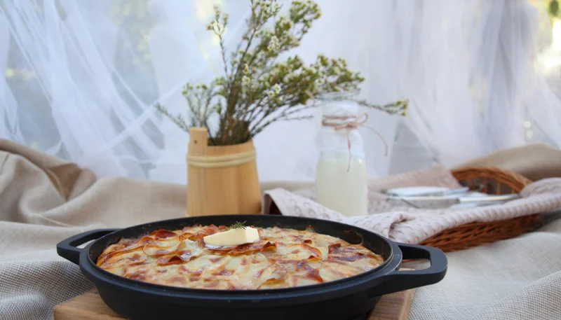 Torta salata mazzancolle e fiori di zucca
