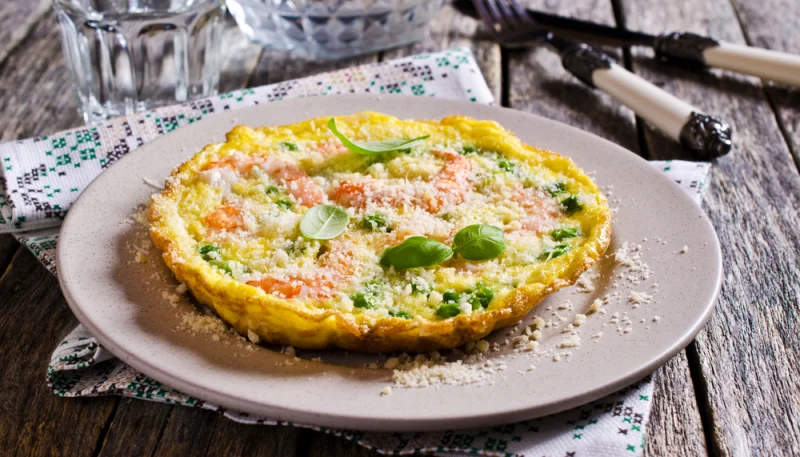 Frittata Piselli e Scampi