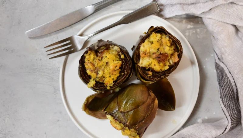 Carciofi ripieni di ceci e feta
