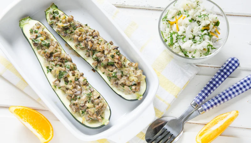 Zucchine ripiene di funghi