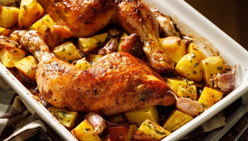 Cosce di pollo con patate e maionese