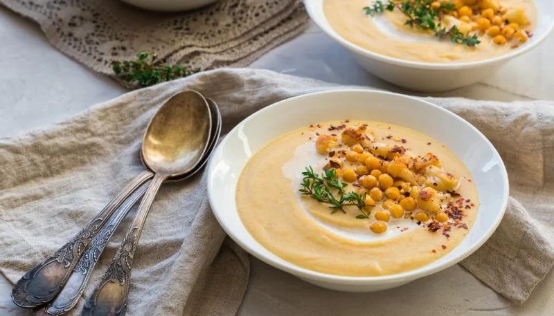 Vellutata di cavolfiore arrosto con ceci