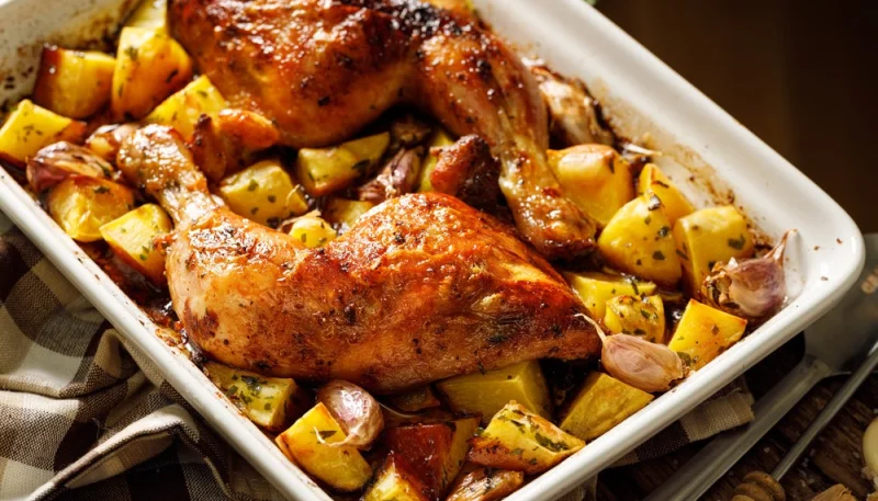 Pollo al forno con patate