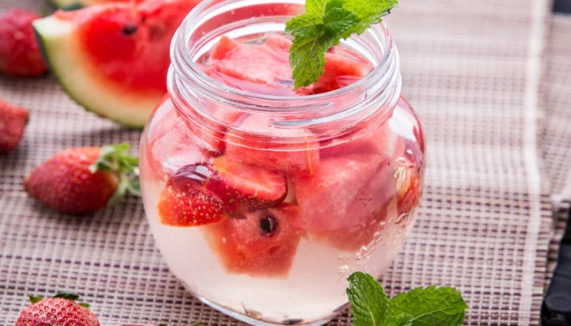 Acqua detox fragola, anguria e menta
