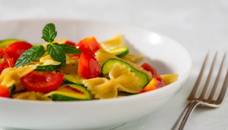 Farfalle con zucchine e pomodorini